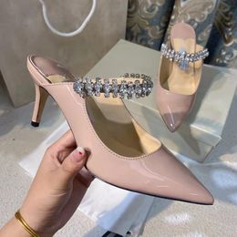 Fashion Woman Bing Pumps Sandals Sexy Pointed Toe Crystal Straps Stiletto Heels Lady High Heels Dress Party Wedding Women's High Heel Shoe Bridal Gift With Box