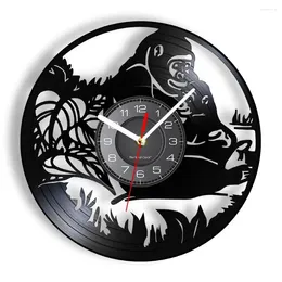 Wall Clocks Jungle Monkeys Record Clock Vintage Safari Animal Art Gift For Kids Baby Nursery Children Room Decor Watch
