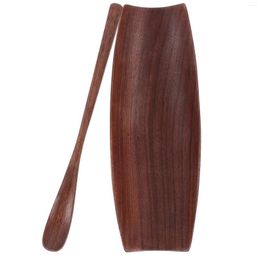 Teaware Sets Black Walnut Tea Zen Solid Wood Pick Set Decor For Home Leaf Holder Coffee Bean Spoons Dispensing Cup Loose