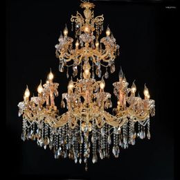 Chandeliers Large Gold Crystal Chandelier Lighting Big Cristal Lustres Light Fixture For El Project MD2117