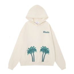 Mens Sweatshirts Designer Rhude Hoodie Original Quality Coconut Beach Relaxed Hoodie Mens And Womens Fashion Pullover