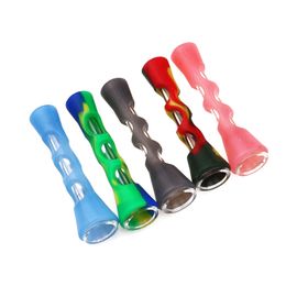 Unbreakable Glass Oil Burner Pipe 87MM Silicone Glass Smoking Herb Pipe Dugout Tobacco Pipe Hand Spoon Pipes Smoke Accessories