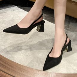 Dress Shoes For Women 2024 Slip On Women's Pumps Autumn Pointed Toe Solid Flock High Heels Fashion Sexy