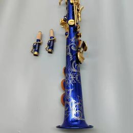 S-901 Yanagisa High Quality B Flat Soprano Saxophone Classic Blue Paint Gold Key Musical Instruments Soprano Sax Case