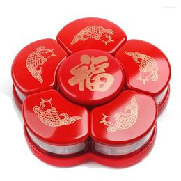 Plates Dried Fruit Snack Storage Tray 6-Compartment With Cover Candy Box Home Living Room Wedding Party Sugar Boxes