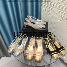 high quality Channel Slingback 80mm Chunky 2c Heels Sandals for Women Vintage Two Tone Sling Back Suede Calf Pumps Square Gold Cap Toe Pumps Wedge Heel Interlocking c M