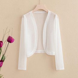 Women's Jackets Ice Silk Knit Sunscreen Cardigan 2024 Spring Summer Women Clothes Long Sleeve Solid Thin Blouse Big Size Ladies Casual Coat