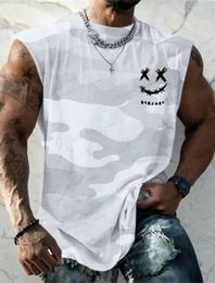 Men's T-Shirts Tank Top Sleeveless T-Shirt Cartoon Camouflage Print Spring Summer Sports Daily Gym Fashion Designer Muscle Wear T240126