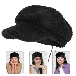Berets Sherpa Fleece Octagonal Hat Woman Negras Para Hombres Visor Cap Cashmere All-match