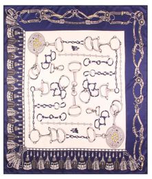 Manual Hand Rolled Twill Silk Scarf Women Metal Chain Tassel Square Scarves Echarpes Foulard Femme Wrap Lady Bandana Hijab 90CM903734579