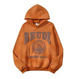 Mens Sweatshirts Designer Rhude Hoodie Original Quality Trendy High Street Letter Hoodie For Street Men And Women Pullover