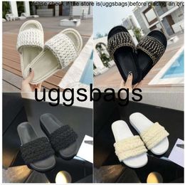 CChanel Chanelity Knit Mules Women Braided Sandals Designer Luxury Women Outdoor Shoes Black White Slippers Lady Slides Beach Casual