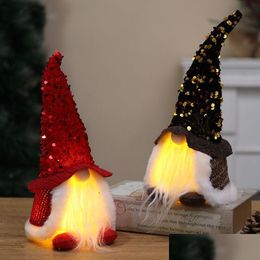 Other Event & Party Supplies 2023 New Halloween Christmas Decorative Sequins With Lights Rudolf Doll Glowing Cloak Faceless Decoration Dhz42