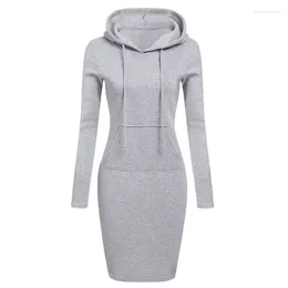 Women's Hoodies Solid Long Hooded Pockets Sweater Fashion Lace Up Sleeved Pullover Women Slim Fitting Straight Tube Skirt Style