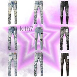 Purple Jeans Designer Men Women Man Slim Fit Denim Letter Print Pants Ripped Low Waistmens Streetwear Large Size Trousers A513