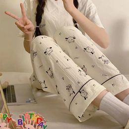 Women's Sleepwear Pyjama Pants For 2024 Summer Pure Cotton Long Bubble Thin Silk Cute And Wearable Home