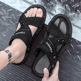 Sandals For Men 2024 Casual Platform Sandalias Fashion Male Summer Flat Shoes Leather Slippers Hombre Plus Size 38-44