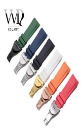 Rolamy 22mm Black Blue Orange Red Green White Waterproof Silicone Rubber Watch Band Straps Bracelets for Tudor Black Bay H09151598614