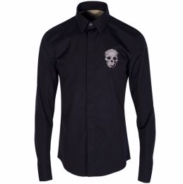 Skull Cross Stitch Shirt Men Luxury Brand Long Sleeve Mens Dress Shirts Slim Fit Chemise Homme Formal Social Men Shirts