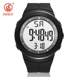 Watches Black Digital Watches for Men Outdoor Sport 50M Waterproof LED Electronic Wristwatch Big Dial Diver Military Watch reloj hombre