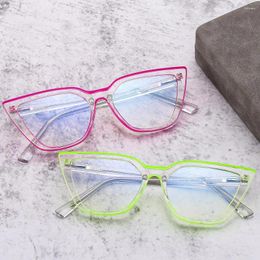 Sunglasses Trendy Computer Glasses Anti Glare UV Cat Eye Non-Prescription Frame Blue Light Women