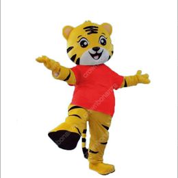 High Quality Custom Red T-shirt tiger Mascot Costume Cartoon Character Outfit Suit Xmas Outdoor Party Festival Dress Promotional Advertising Clothings