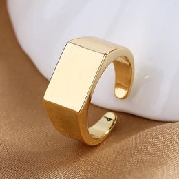 Cluster Rings Fashion Square Wide For Men Women Glossy Open Ring Band Wedding Elegant Charming Accessory Jewellery Gifts