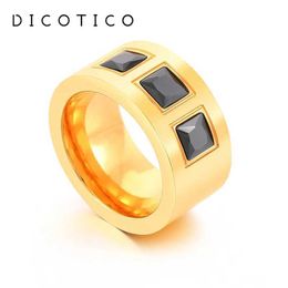 Band Rings Fashion Rings For Women Gold Colour Stainless Steel Square Glass Knuckle Wedding Bands Rings Jewellery Wholesale 240125