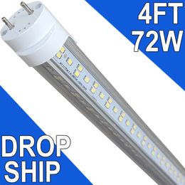 T8 LED Bulbs 4 Foot 4FT LED Tube Light, T8 T10 T12 LED Bulb, 72W 7200LM, 6500K Daylight, Clear Cover, Bi-Pin G13 Base,4 Foot Fluorescent Tube Replacement usastock