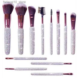 Makeup Brushes Rhinestone Makeup Brush Set Premium Synthetic Foundation Powder Concealers Eyeshadow Contour Makeup 12 Pcs Diamond Brush Set Q240126