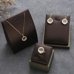 Necklace Earrings Set Luxury Round Dangle Ring Sets For Women Wedding Cubic Zirconia CZ DUBAI Bridal E9837 S347