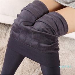 Women Winter Warm Leggings Elastic high waist plus velvet thick Artificial Slim Stretch Pants