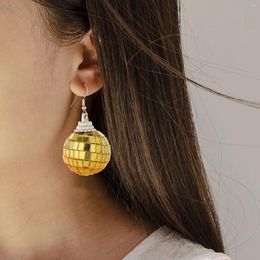 Dangle Earrings 1PC Fashion 70's Disco Hall Novelty Silver Gold Colour Laser Glass Sparkling Women's Jewellery Gifts