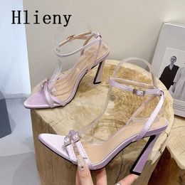 Sandals Hliany Red Dot Toe Sandals Womens Thin High Heels Womens Narrow Strap Summer Buckle Gladiator Pump Wedding Party Shoes J240224