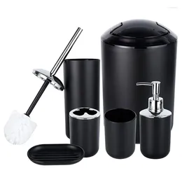 Bath Accessory Set Bathroom Accessories Of 6 With Toothbrush Holder Cup Soap Dispenser Dish Toilet Brush Black