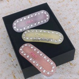 2024SS P brand letters designer hair clip barrettes luxury shining diamond acrylic classic hair pins for girls women party jewelry gift