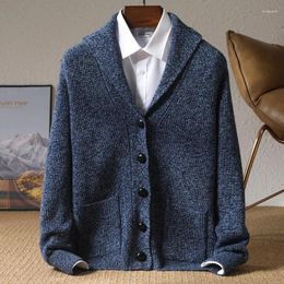 Men's Sweaters Pure Wool Sweater High Count Thickened Business Leisure Knitted Cardigan Paired Inner Outer Overcoat