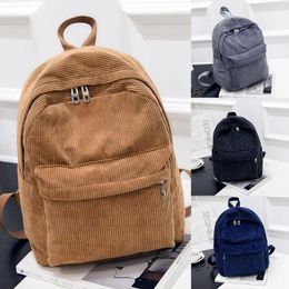 School Bags 2024 Trend Female Backpack Corduroy Solid Colour College Backpacks Travel Shoulder For Teenage Girls