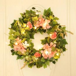 Decorative Flowers Hydrangea Wreath Front Door Large 17.7" For Celebration Garden Indoor