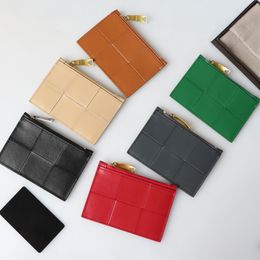 10A designer card holder women men wallets weaving squre green zipper cardholders coin purses with card slot high quality genuine leather handbags card holder