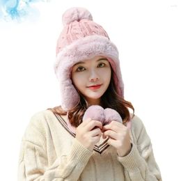 Berets Unique Fall Hat Simple Knitted Warm Cold Protection Creative Lovely Wool For Girls Women (Pink)