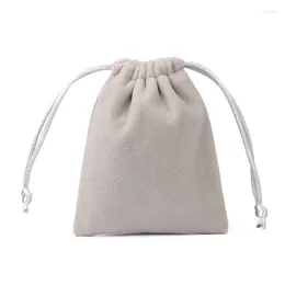 Shopping Bags 50pcs/lot High Quality 8x10cm Red Silver Grey Plush Velvet Drawstring Pouches For Jewellery With Flannel Strings