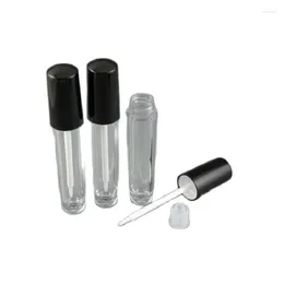 Storage Bottles 6ML 50pcs Clear Arcylic Lip Gloss Containers Black Lid Empty Liquid Lipstick Refillable Bottle Round DIY Glaze Packing Tubes