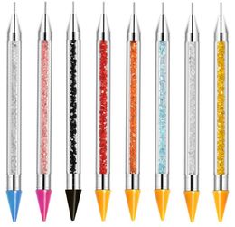 Dual-Ended Silicone Head Carving Dotting Pen Nail Art Brushes Rhinestone Crystal Handle Tool For DIY Gel Manicure Tools