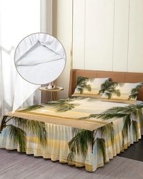 Bed Skirt Summer Beach Palm Trees Elastic Fitted Bedspread With Pillowcases Protector Mattress Cover Bedding Set Sheet