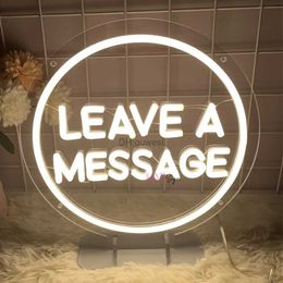 LED Neon Sign Leave A Message LED Neon Light Sign Girl Boy Home Bedroom Party Table Decor Desk Night Lamps Lights Coffee Shop Decoration YQ240126