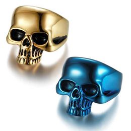 Band Rings Skull Head Men Rings Stainless Steel Women Jewelry Vintage Punk Rock Cool Stuff Fashion Accessories Halloween Gift Wholesale 240125