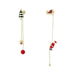 Dangle Earrings 1 Pair Long Chain Tassel Drop Christmas Santa Asymmetric Ear Jewellery