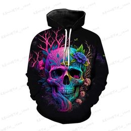 Men's Hoodies Sweatshirts New Autumn Hip Hop Skull Hoodies 3D Printed Skull Streetwear Pullover Tops Long Sleeve Sweatshirts Men Leisure Fashion Sweatshir T240126