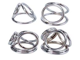 NXY Device Stainless Steel Cockring Male Bondage Penis Scrotum Testicle Stretcher Lock Sperm Metal Cock Ring Adult Sex Toy12211727160